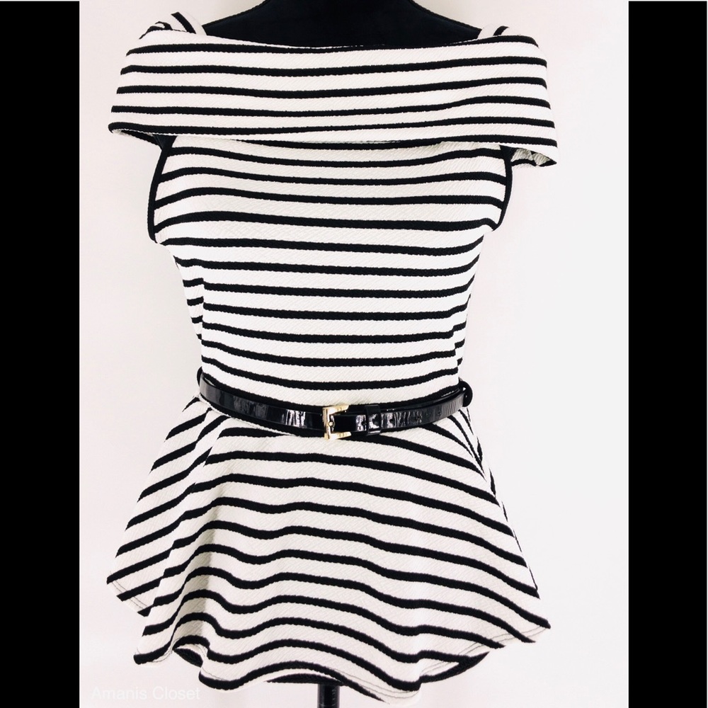 Frenzee Off-Shoulder Top with Tommy Hilfiger Belt